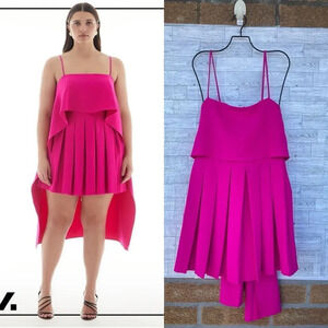 LBV Crepe Pleated Day Dress in fuschia size 6